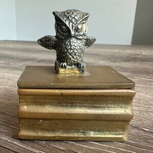Enesco Corp Vintage Brass Owl Trinket Box.